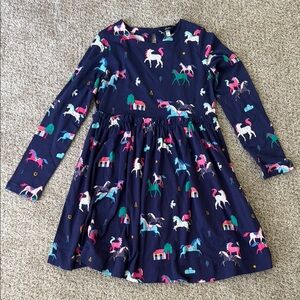 Joules Blue and Pink Ruffled Tiered long Sleeve Dress